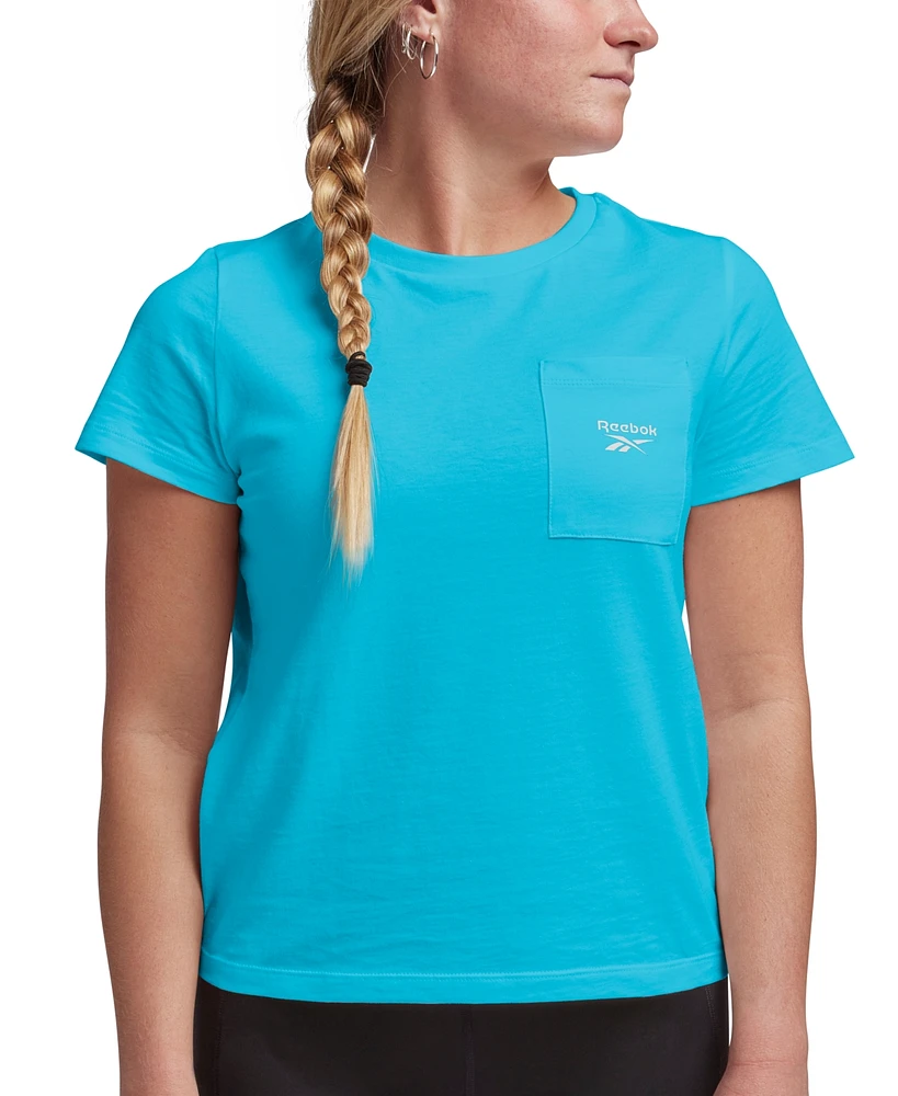 Reebok Women's Active Small-Logo Pocket Cotton T-Shirt