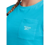 Reebok Women's Active Small-Logo Pocket Cotton T-Shirt