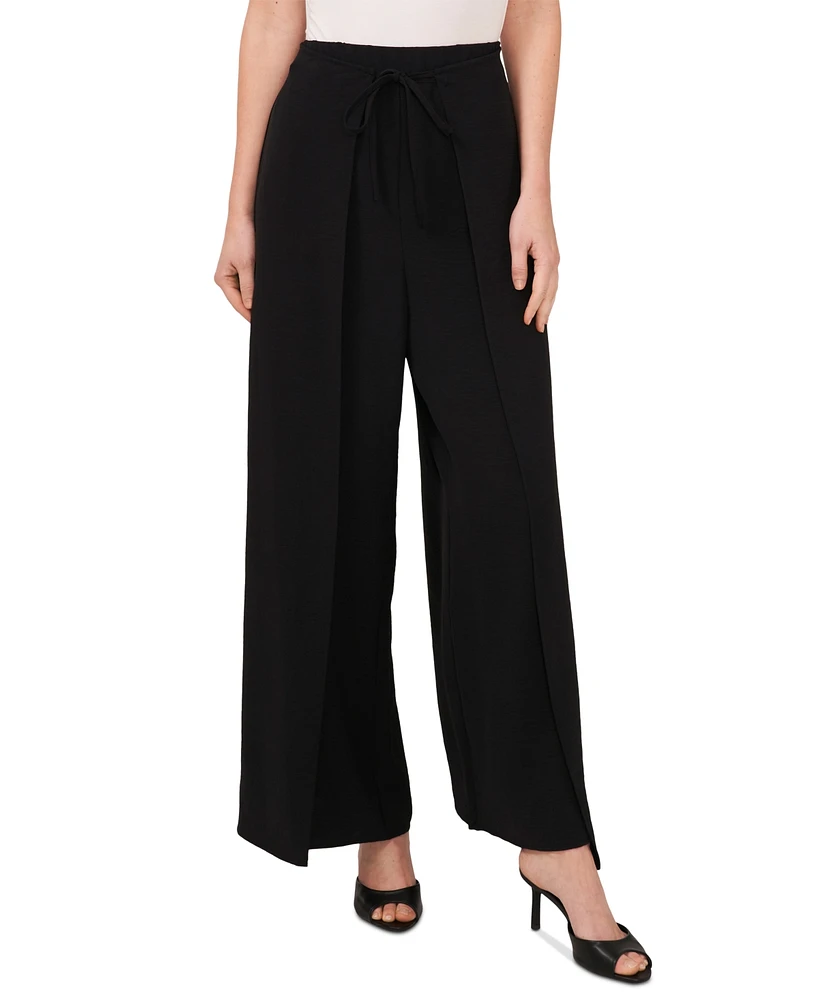 CeCe Women's Overlap Tie Front Wide Leg Soft Pants