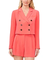 CeCe Women's Solid Double Breasted Notched Collar Cropped Blazer