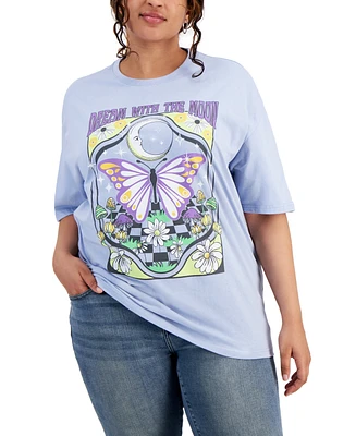 Rebellious One Trendy Plus Dream Sky Cotton Graphic T-Shirt