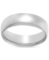 Men's Polished Comfort Fit Wedding Band in 10k White Gold, Created for Macy's