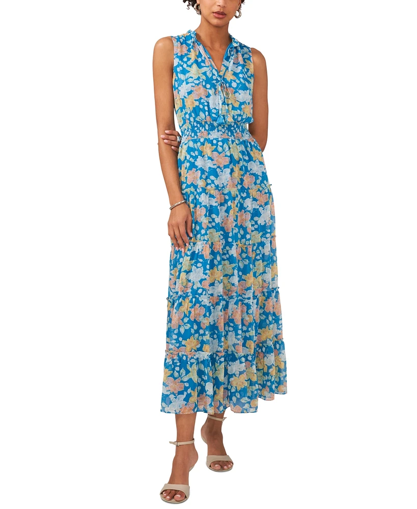 1.state Women's Split Neck Sleeveless Maxi Dress