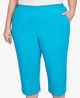 Alfred Dunner Plus Size Tradewinds Button Hem Capri Pants