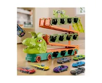 Kovot Dinosaur Truck Racing Play set - 20" Storage Truck with 6.5-Foot Foldable Racetrack & 8 Alloy Raceing Cars