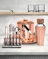 Signature Collection by Godinger Copper 9 Piece Stainless Bar Set Crafted From High Quality Stainless with Acacia Wood Accents