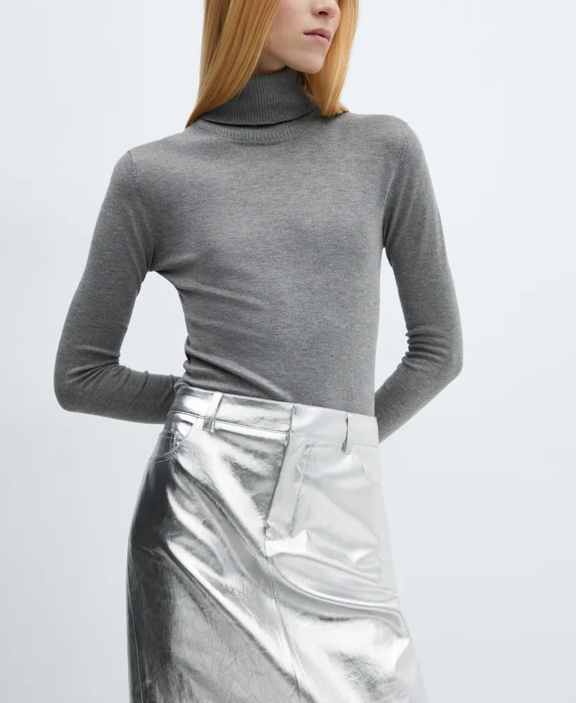 Mango Women's Metallic Midi Skirt
