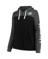 Women's Fanatics Heather Charcoal Miami Dolphins Plus Size City Ties Full-Zip Hoodie