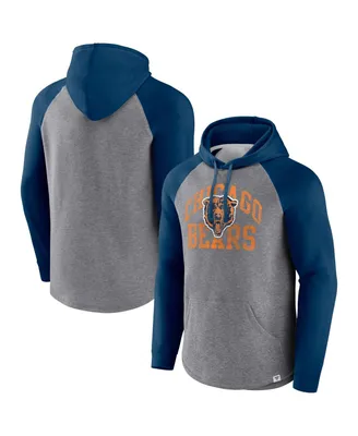 Men's Fanatics Heather Gray Distressed Chicago Bears Favorite Arch Raglan Pullover Hoodie