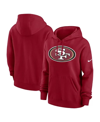 Women's Nike Scarlet San Francisco 49ers Team Logo Club Fleece Pullover Hoodie