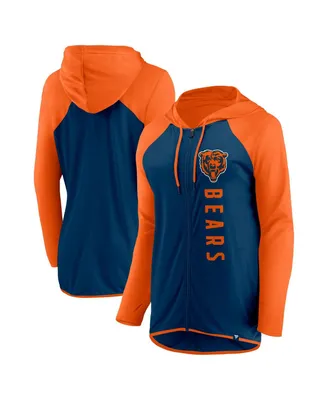 Women's Fanatics Navy, Orange Chicago Bears Forever Fan Full-Zip Hoodie