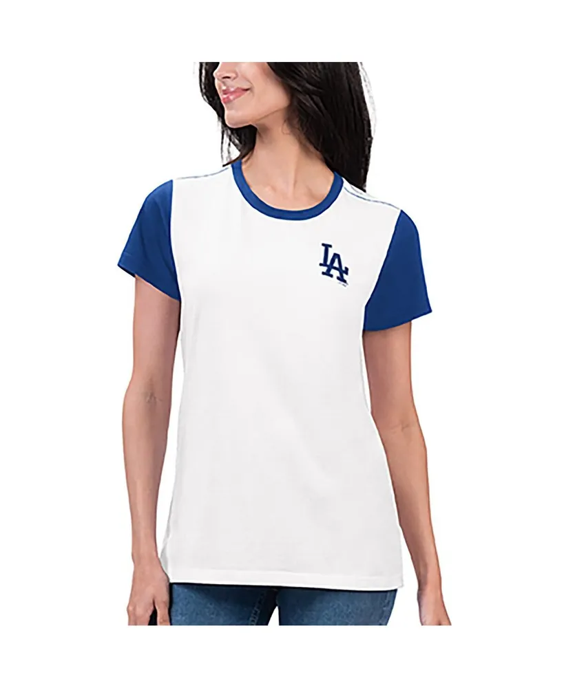 Women's G-iii 4Her by Carl Banks White Los Angeles Dodgers Illustration Ringer T-shirt