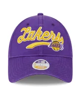 Women's New Era Purple Los Angeles Lakers Cheer Tailsweep 9FORTY Adjustable Hat