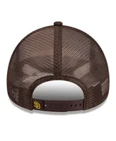 Men's New Era White, Brown San Diego Padres Stacked A-Frame Trucker 9FORTY Adjustable Hat