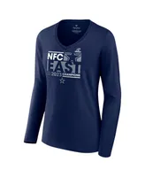 Women's Fanatics Navy Dallas Cowboys 2023 Nfc East Division Champions Conquer Long Sleeve V-Neck T-shirt