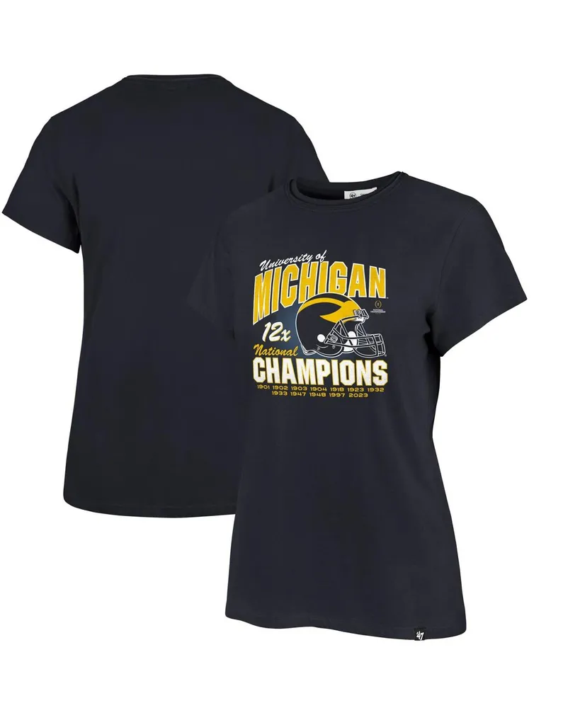 Women's '47 Brand Navy Distressed Michigan Wolverines 12-Time Football National Champions Frankie T-shirt