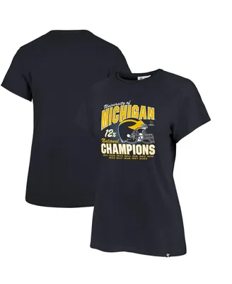 Women's '47 Brand Navy Distressed Michigan Wolverines 12-Time Football National Champions Frankie T-shirt