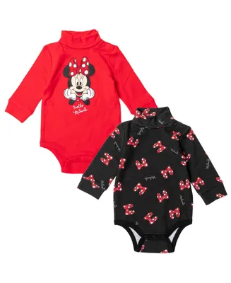 Disney Minnie Mouse Girls 2 Pack Turtleneck Cuddly Bodysuits Infant