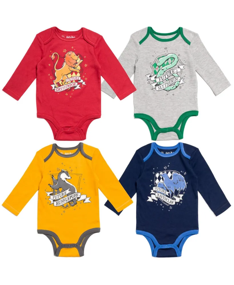 Harry Potter Slytherin Ravenclaw Hufflepuff Boys 4 Pack Bodysuits Infant