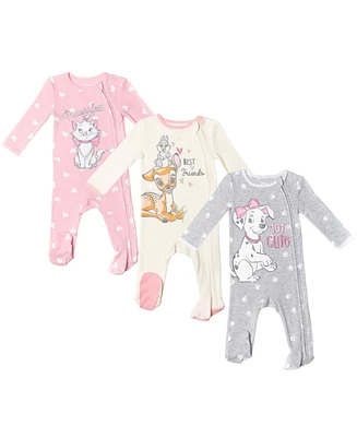 Disney Classics 101 Dalmatians Bambi Girls 3 Pack Sleep N' Play Coveralls Infant