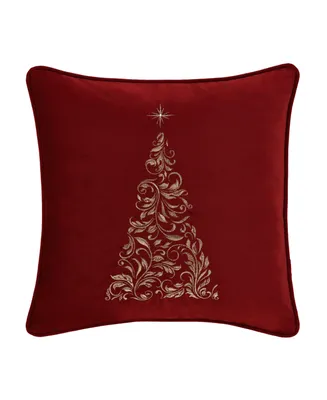 J Queen New York Scroll Christmas Tree Square Decorative Pillow, 18" x