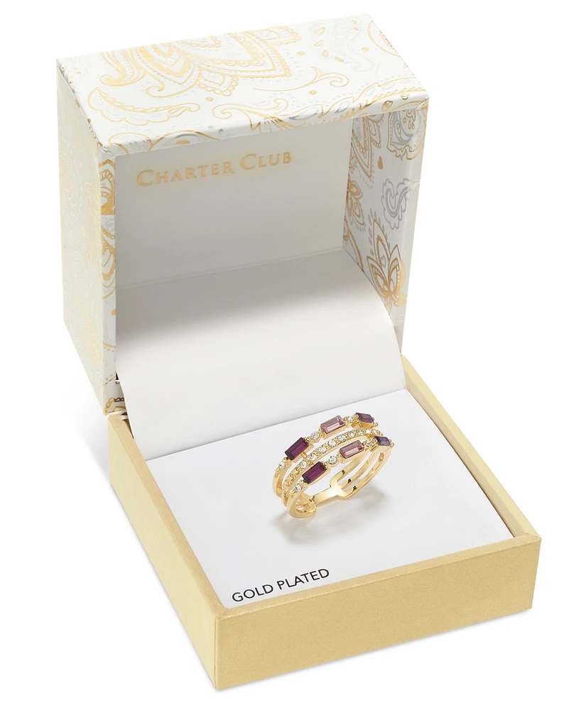 Charter Club Gold-Tone Purple Stone Multi Row Ring, Created for Macy's