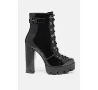 Lobra High Heel Lace Up Ankle Boots