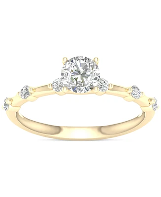 Diamond Solitaire Studded Engagement Ring (3/4 ct. t.w.) in 14k Gold