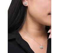 Diamond Flower Burst Cluster 18" Pendant Necklace (1/10 ct. t.w.) in Sterling Silver, Created for Macy's