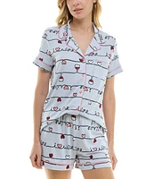 Derek Heart Women's 2-Pc. Printed Short Pajamas Set