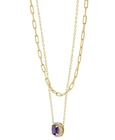 Amethyst (3/4 ct. t.w.) & Cubic Zirconia Layered Necklace in 14k Gold-Plated Sterling Silver, 13" + 3" extender