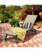 6-Position Adjustable Fabric Outdoor Patio Recliner Chair
