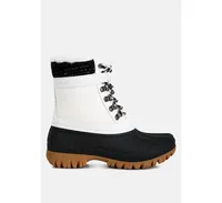 Womens capucine fur collar contrasting lug sole boots