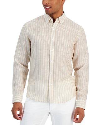 Michael Kors Men's Classic-Fit Halo Stripe Long Sleeve Button-Front Linen Shirt