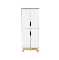 Depot E-shop Dahoon Double Kitchen Pantry Double Kitchen Pantry, Double Door Cabinet, Four Shelves, Light Oak / White - Multi