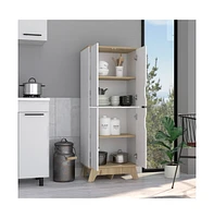 Depot E-shop Dahoon Double Kitchen Pantry Double Kitchen Pantry, Double Door Cabinet, Four Shelves, Light Oak / White
