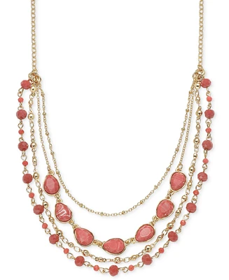 Style & Co Gold-Tone Color Stone Bead Layered Strand Necklace, 17" + 3" extender, Created for Macy's
