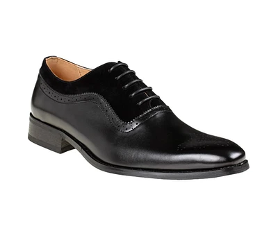 Gino Vitale Men's Lace Up Medallion Toe Dress Oxfords Shoes