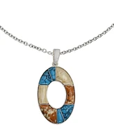 Robert Lee Morris Soho Semi-Precious Mixed Stone Oval Pendant Necklace