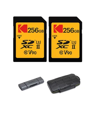 Kodak 256GB Uhs-ii U3 V90 Ultra Pro Sdxc Memory Card (2-Pack) Bundle