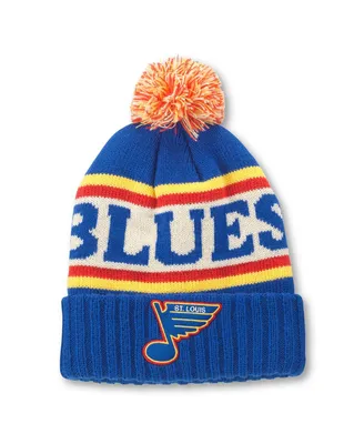 Men's American Needle Blue, White St. Louis Blues Pillow Line Cuffed Knit Hat with Pom