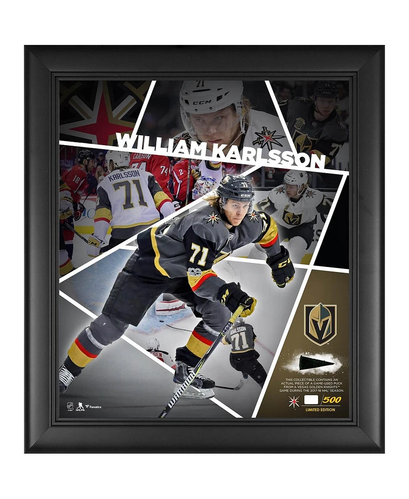 William Karlsson Vegas Golden Knights Framed 15'' x 17'' Impact Player Collage with a Piece of Game-Used Puck - Limited Edition of 500