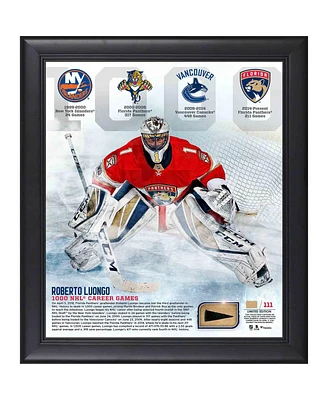 Roberto Luongo Florida Panthers Framed 15" x 17" 1000 Games Collage with a Piece of Game-Used Puck from 1000th Nhl Game - Limited Edition of 111