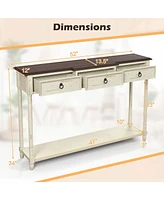 Console Table with 3 Drawers & Open Storage Shelf