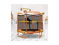 5 Feet Kids 3-in-1 Game Trampoline with Enclosure Net Spring Pad