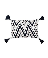 carol & frank Austin Onyx Woven Throw Pillow Geometric Black And White Tasseled Luxury Decorative Tassels Accent Covers For Couch And Bed