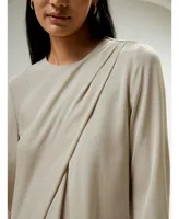 One Shoulder Asymmetrical Flounce Silk Blouse for Women