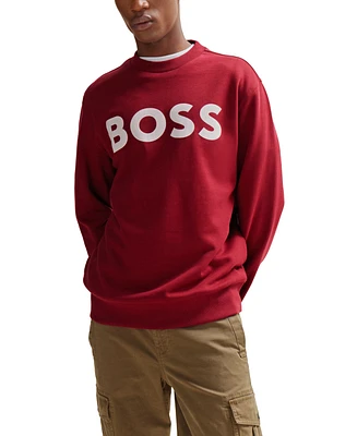 Boss by Hugo Men's Rubber-Print Logo Relaxed-Fit Sweatshirt