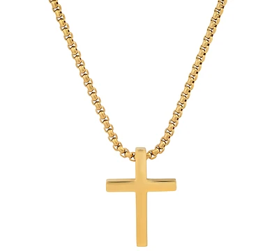 Steeltime Men's Polished Cross Pendant Necklace, 24"