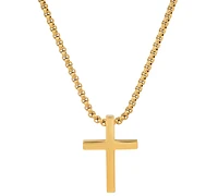 Steeltime Men's Polished Cross Pendant Necklace, 24"
